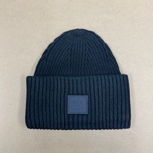 Acne Studios Black Knit Wool Toque Beanie Fisherman Hat Unisex O/S New